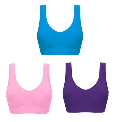 Comfortable 3pc Wireless Bra Set Push Up Lingerie