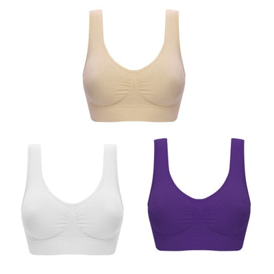 Comfortable 3pc Wireless Bra Set Push Up Lingerie