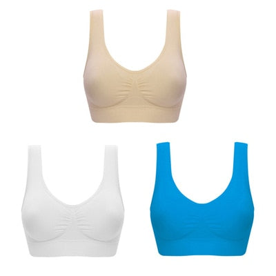 Comfortable 3pc Wireless Bra Set Push Up Lingerie