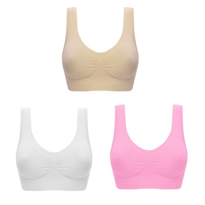Comfortable 3pc Wireless Bra Set Push Up Lingerie