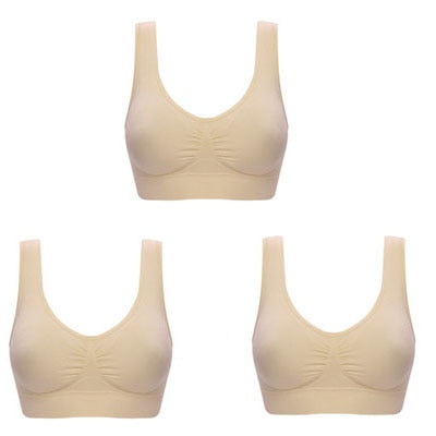 Comfortable 3pc Wireless Bra Set Push Up Lingerie - Fesara