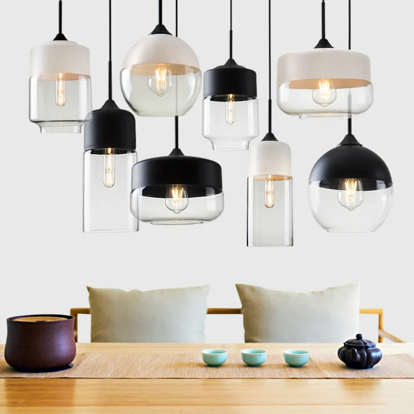 Elegant Glass Pendant Light Adjustable Hanging Lamp