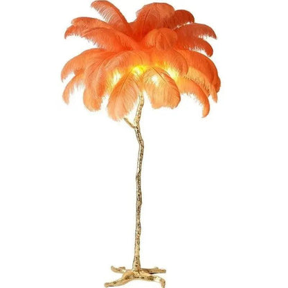 Tall Natural Feather Floor Lamp