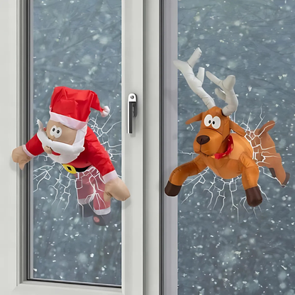 Festive Christmas Window Stickers Santa Reindeer Decor
