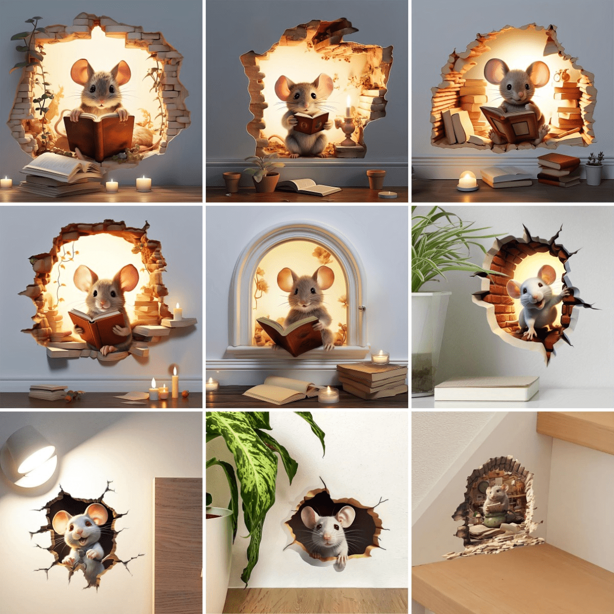 Fun 3D Mouse Wall Decals for Kids Rooms - Fesara