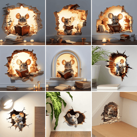 Fun 3D Mouse Wall Decals for Kids Rooms - Fesara
