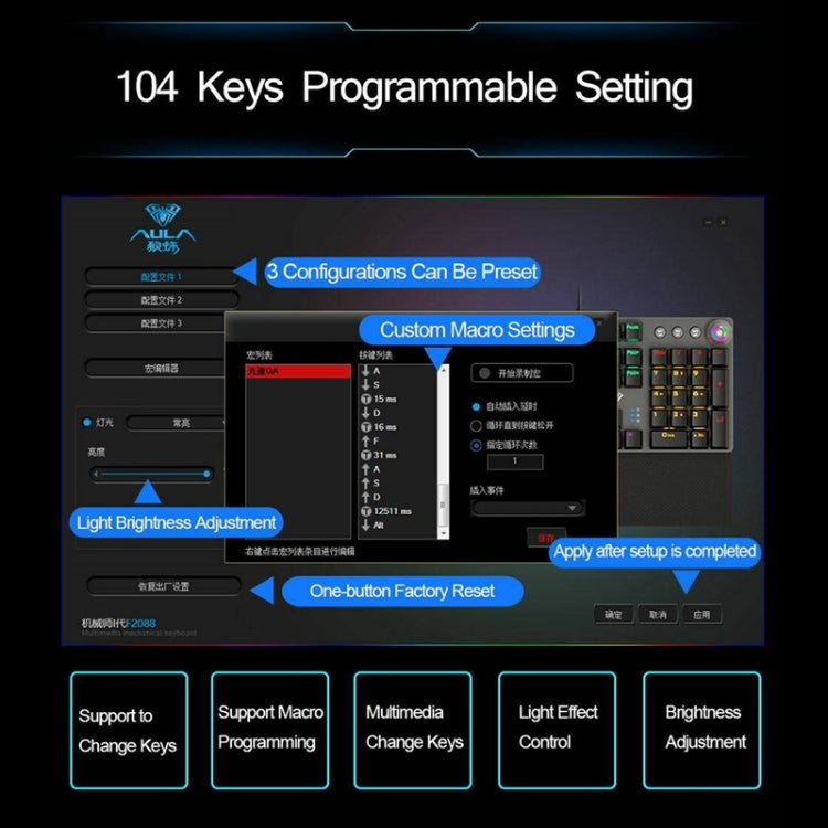Metallic Wired Gaming Keyboard with Brown Switches