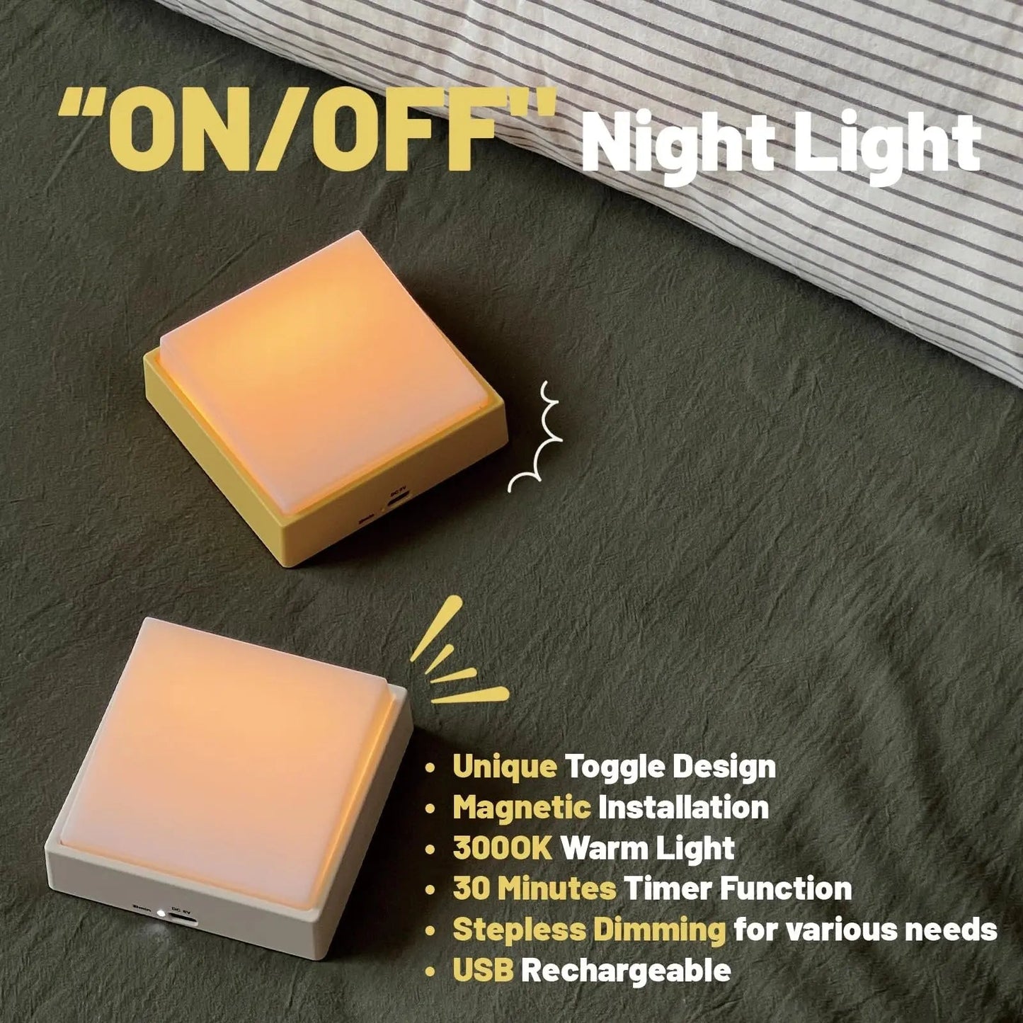 Portable LED Night Lamp with Timer and Magnet Base