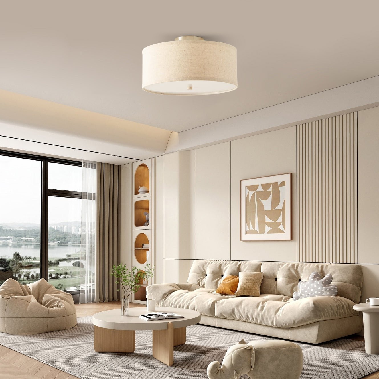 KashaLinen | Elegant Modern Japandi Ceiling Lamp Fixture 3