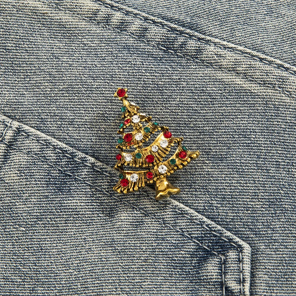 Colorful Crystal Christmas Tree Pin for Women