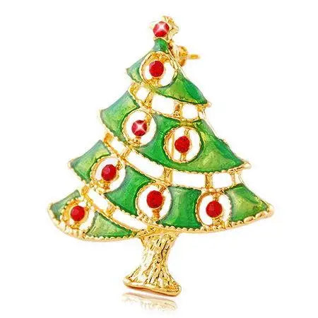 Colorful Crystal Christmas Tree Pin for Women - Fesara