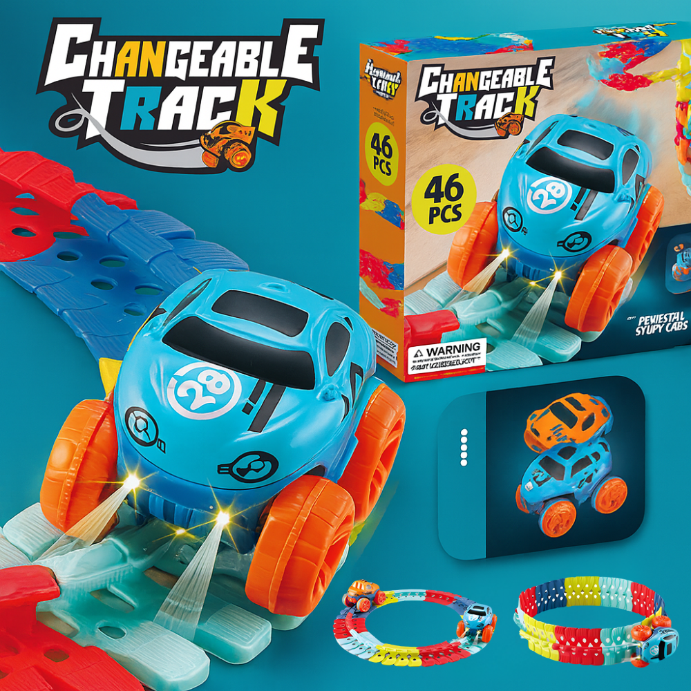 Fun Kids Track Car Playset Flexible Stunt Racing Set - Fesara