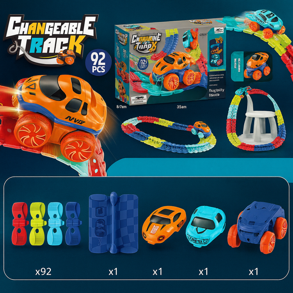 Fun Kids Track Car Playset Flexible Stunt Racing Set