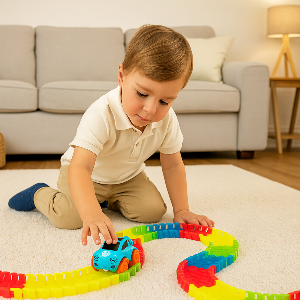 Fun Kids Track Car Playset Flexible Stunt Racing Set
