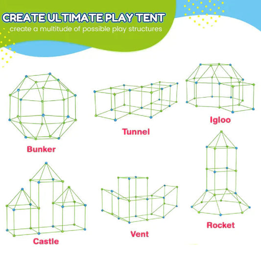 Fun Kids Building Kit with Tents and Playhouses - Fesara