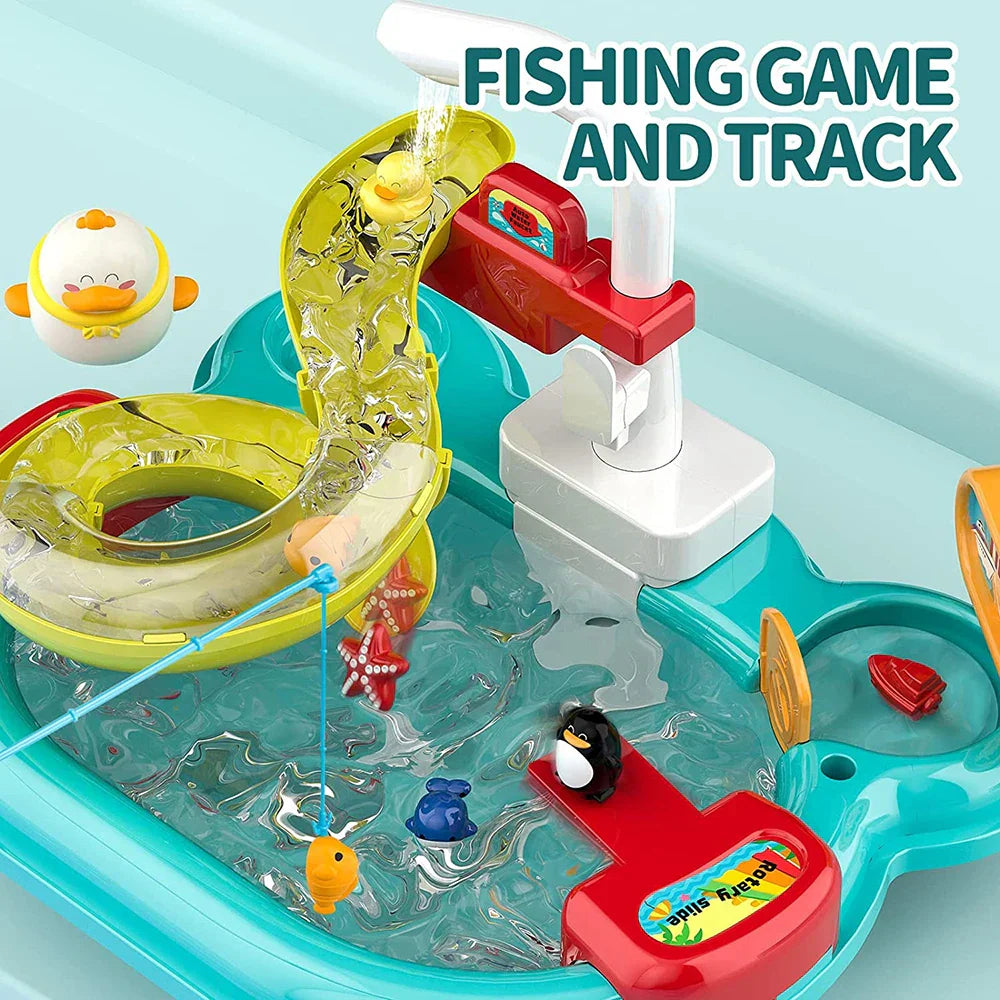Kids Play Kitchen and Fishing Toy Set