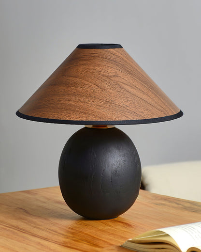 Stylish Wooden Table Lamp in Walnut and Black