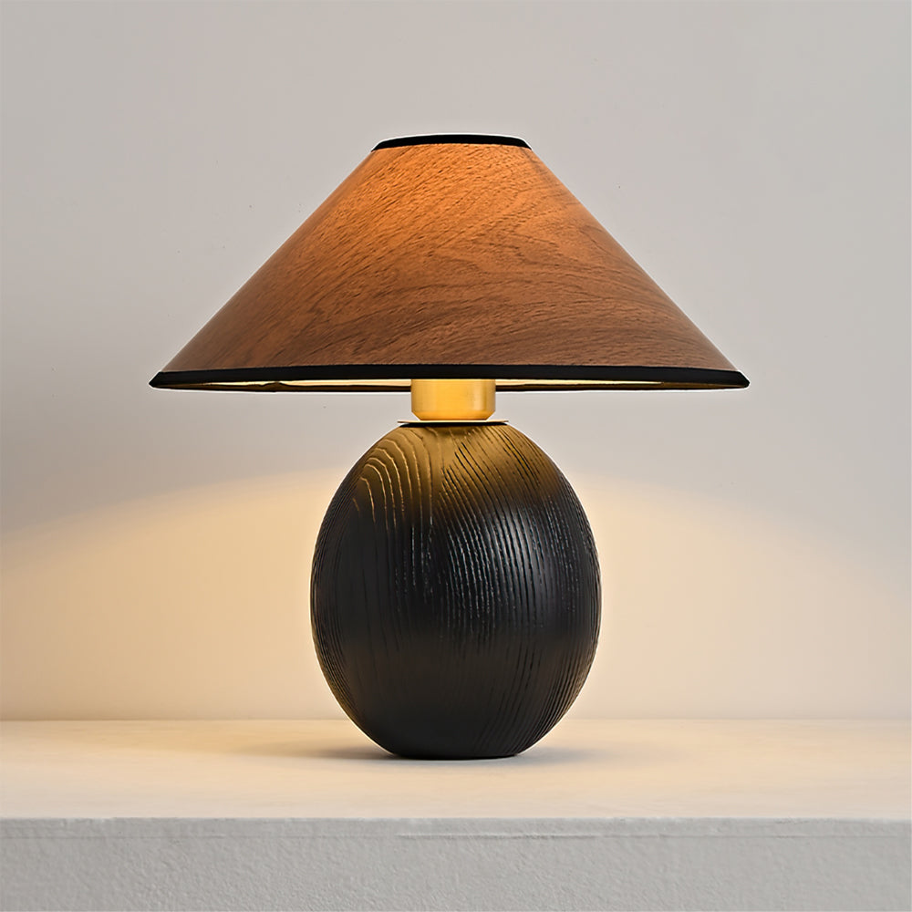 Stylish Wooden Table Lamp in Walnut and Black