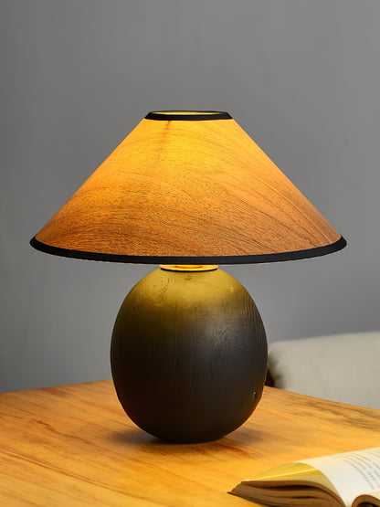 Stylish Wooden Table Lamp in Walnut and Black