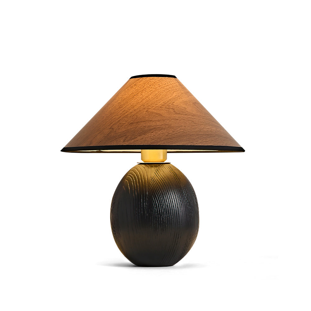 Stylish Wooden Table Lamp in Walnut and Black