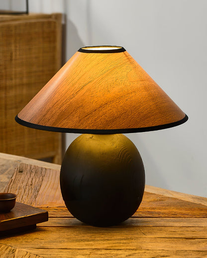 Stylish Wooden Table Lamp in Walnut and Black