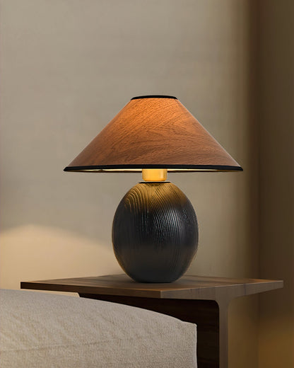 Stylish Wooden Table Lamp in Walnut and Black