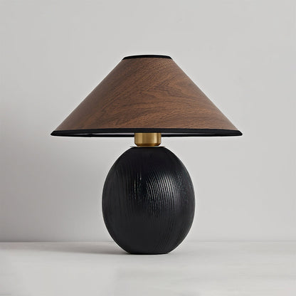 Stylish Wooden Table Lamp in Walnut and Black