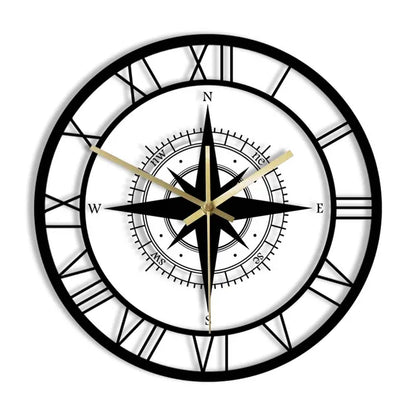 Stylish Quiet Wall Clock with Nautical Theme