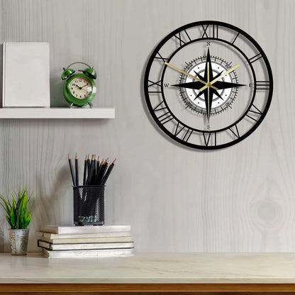 Stylish Quiet Wall Clock with Nautical Theme - Fesara