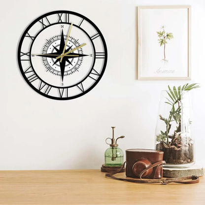 Stylish Nautical Wall Clock with Compass