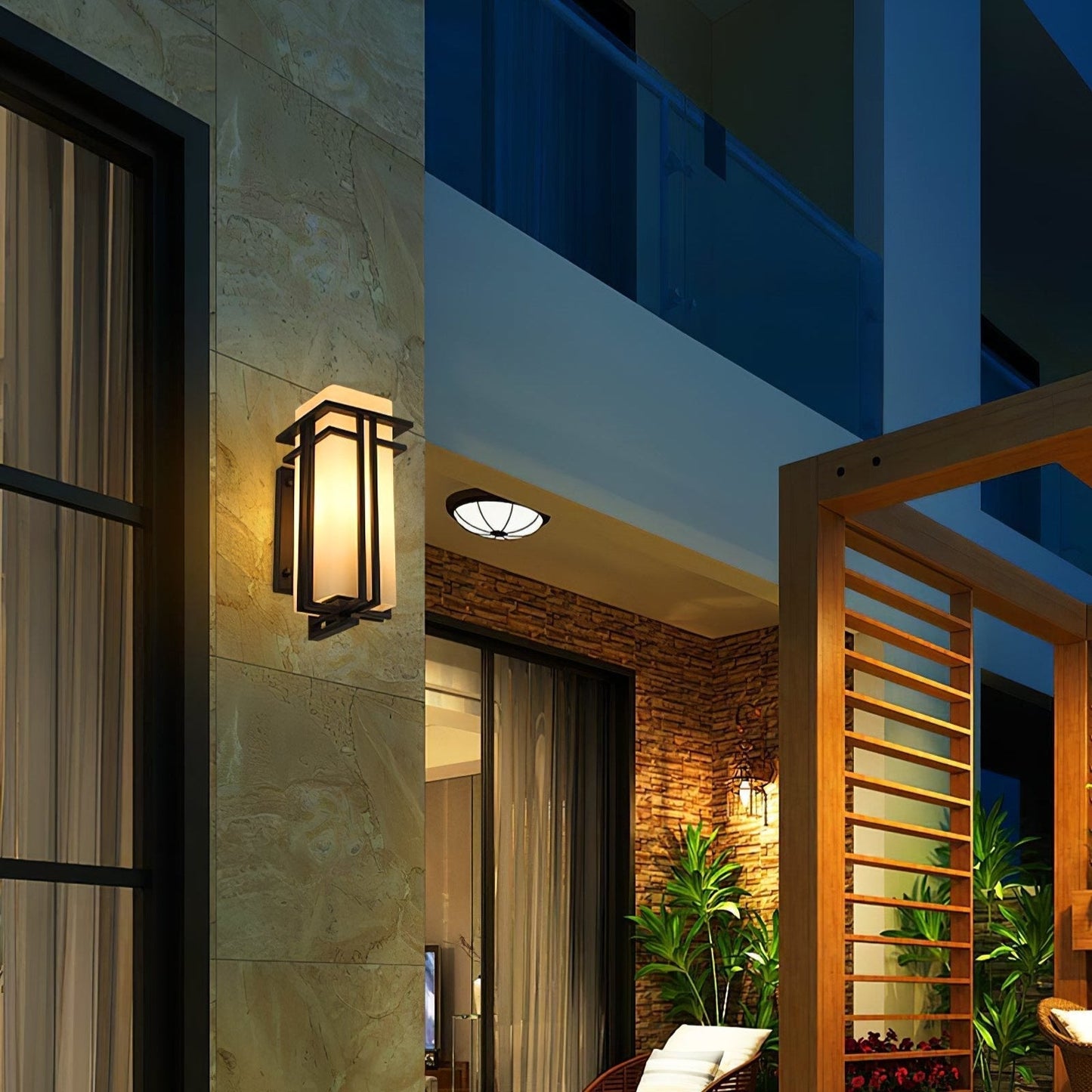 Vintage Metal Glass LED Outdoor Wall Lantern