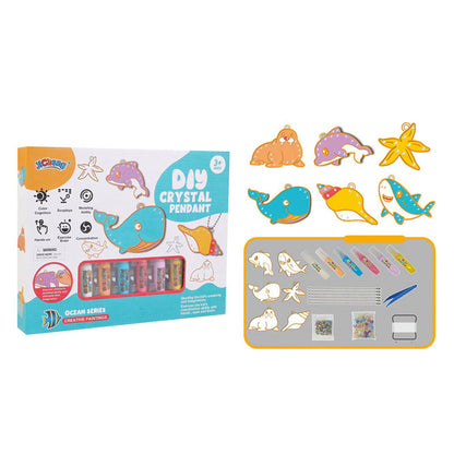Fun Kids Jewelry Making Kit with Sparkly Crystal Pendant