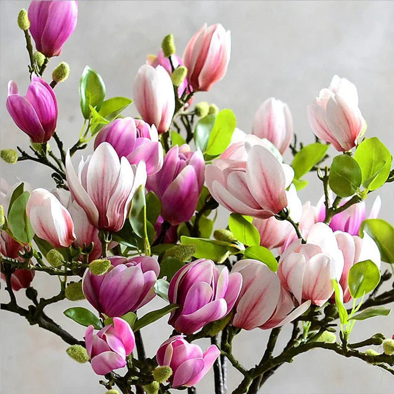 Beautiful Fake Magnolia Floral Arrangement Stems - Fesara