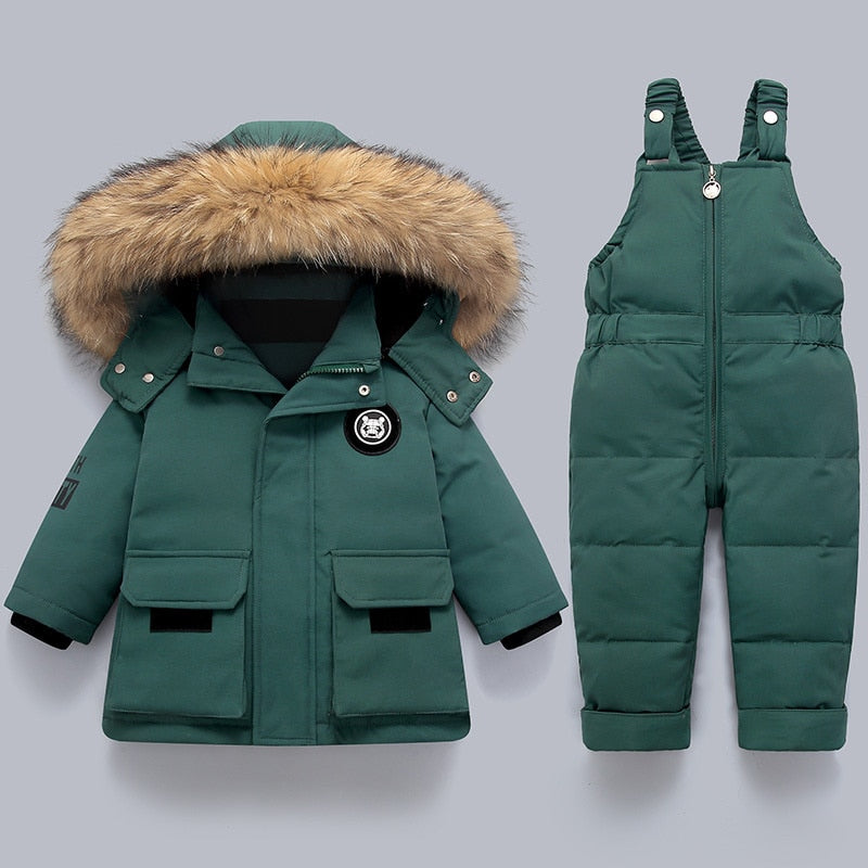 Warm Kids Snow Jacket with Furry Hood