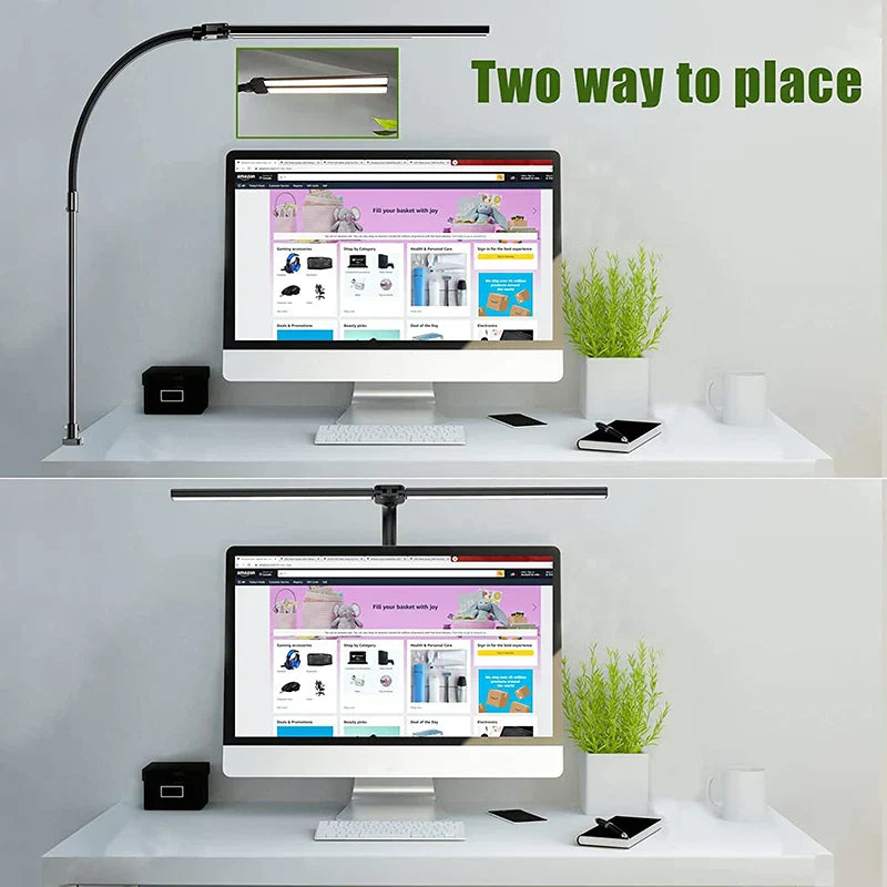 Compact Dual LED Desk Light, Bright Office Lamp