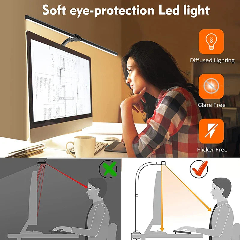 Compact Dual LED Desk Light, Bright Office Lamp
