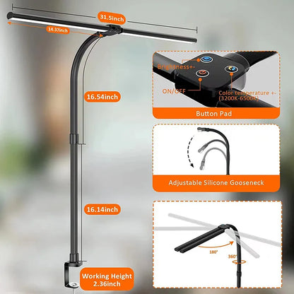 Compact Dual LED Desk Light, Bright Office Lamp
