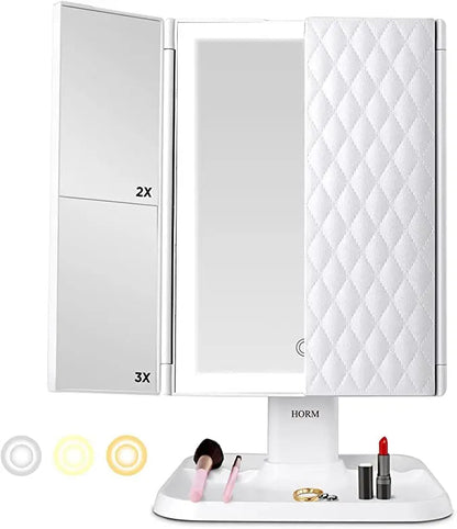 Portable LED Makeup Mirror with Adjustable Brightness - Fesara