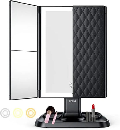Portable LED Makeup Mirror with Adjustable Brightness