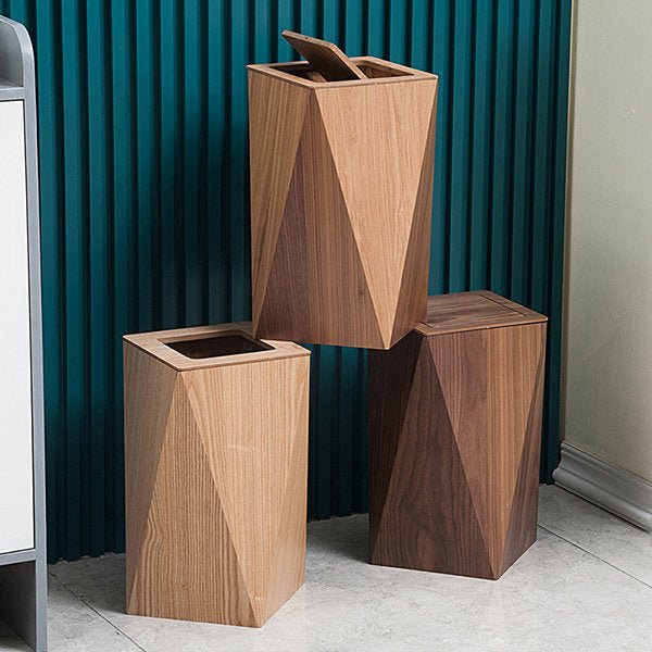 Simple Wooden Trash Can for Home and Office