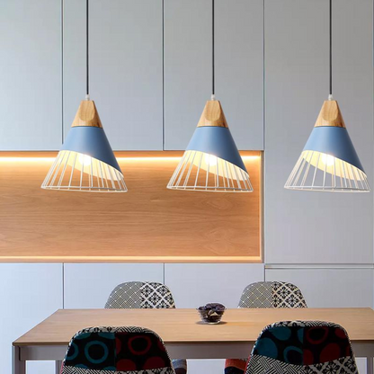Rustic Wooden Metal Pendant Lamp