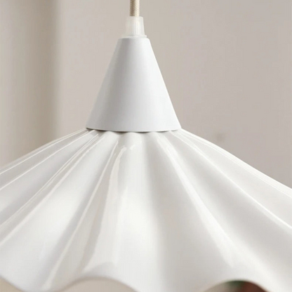 Stylish White Ceramic Drop Pendant Light with Textured Shade