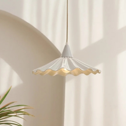 Stylish White Ceramic Drop Pendant Light with Textured Shade - Fesara