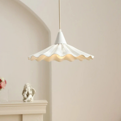 Stylish White Ceramic Drop Pendant Light with Textured Shade