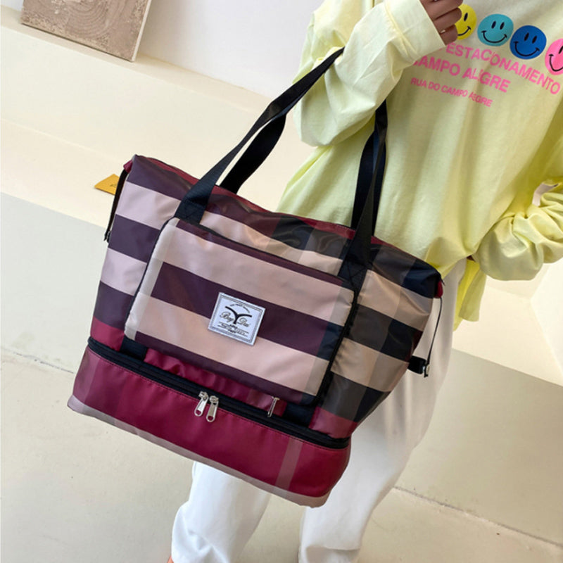Fesara | Classic Plaid Large Duffle Bag