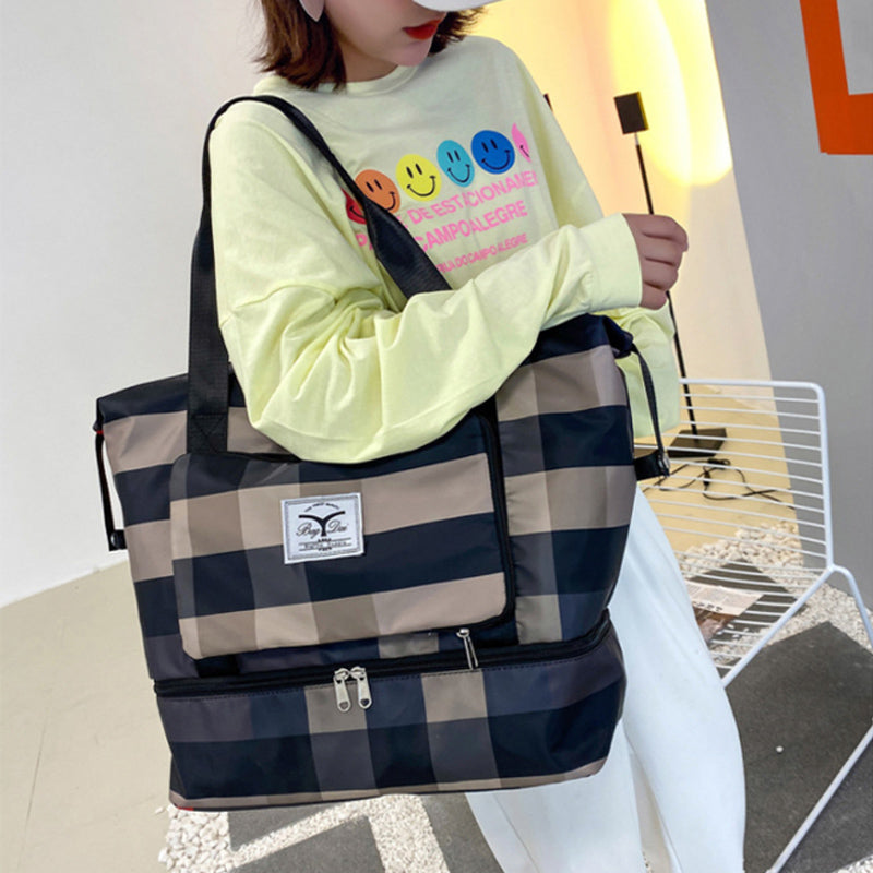 Fesara | Classic Plaid Large Duffle Bag