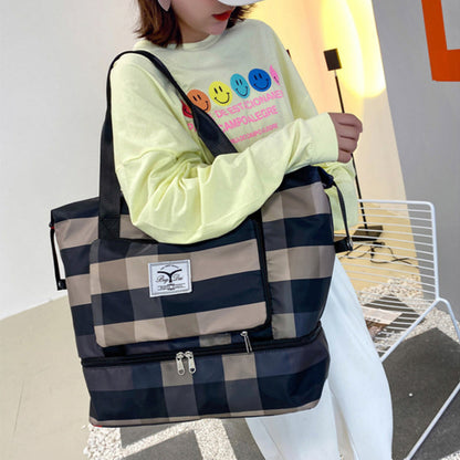 Fesara | Classic Plaid Large Duffle Bag