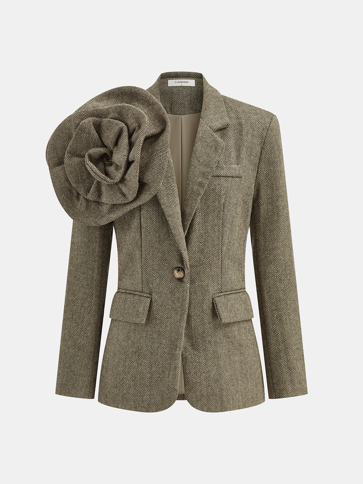 Classic Floral Oversized Tweed Jacket - Fesara