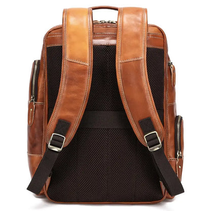 Durable Leather Backpack - Classic Zipper Closure
