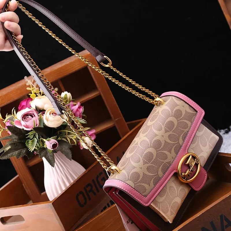 Light luxury women's bag 2025 new high-end color contrast single shoulder underarm bag designer fashionable crossbody small squa 1